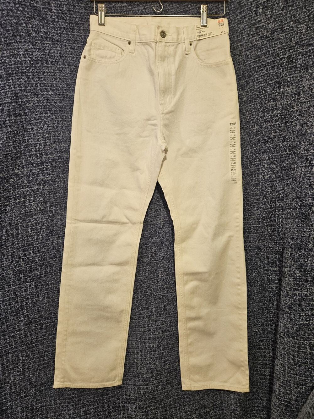 Uniqlo Womens White Denim Jeans, 27x32, NWT, New Straight High Rise, Coastal